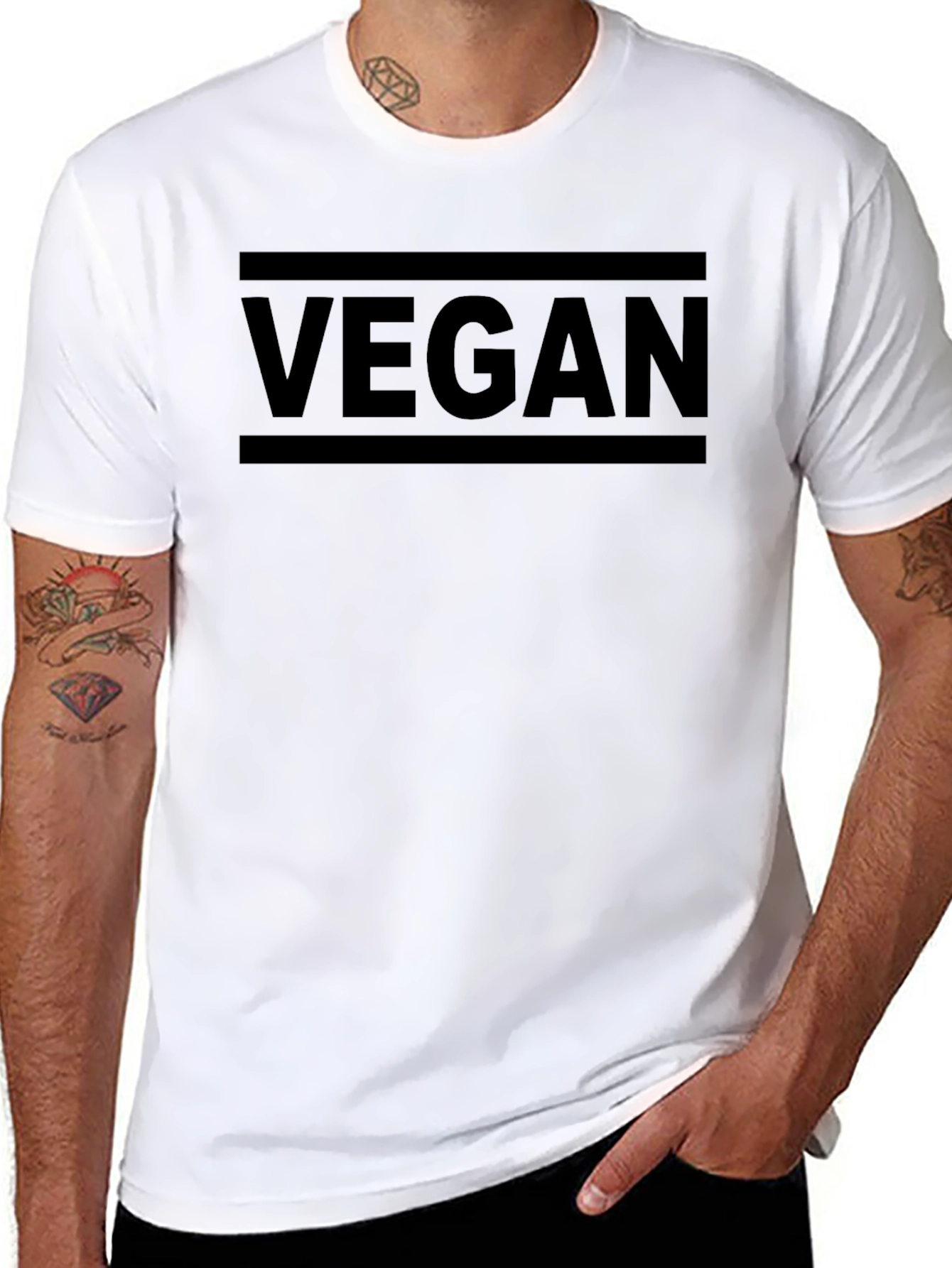 Vegan Graphic T-Shirt - Black Crew Neck Tee