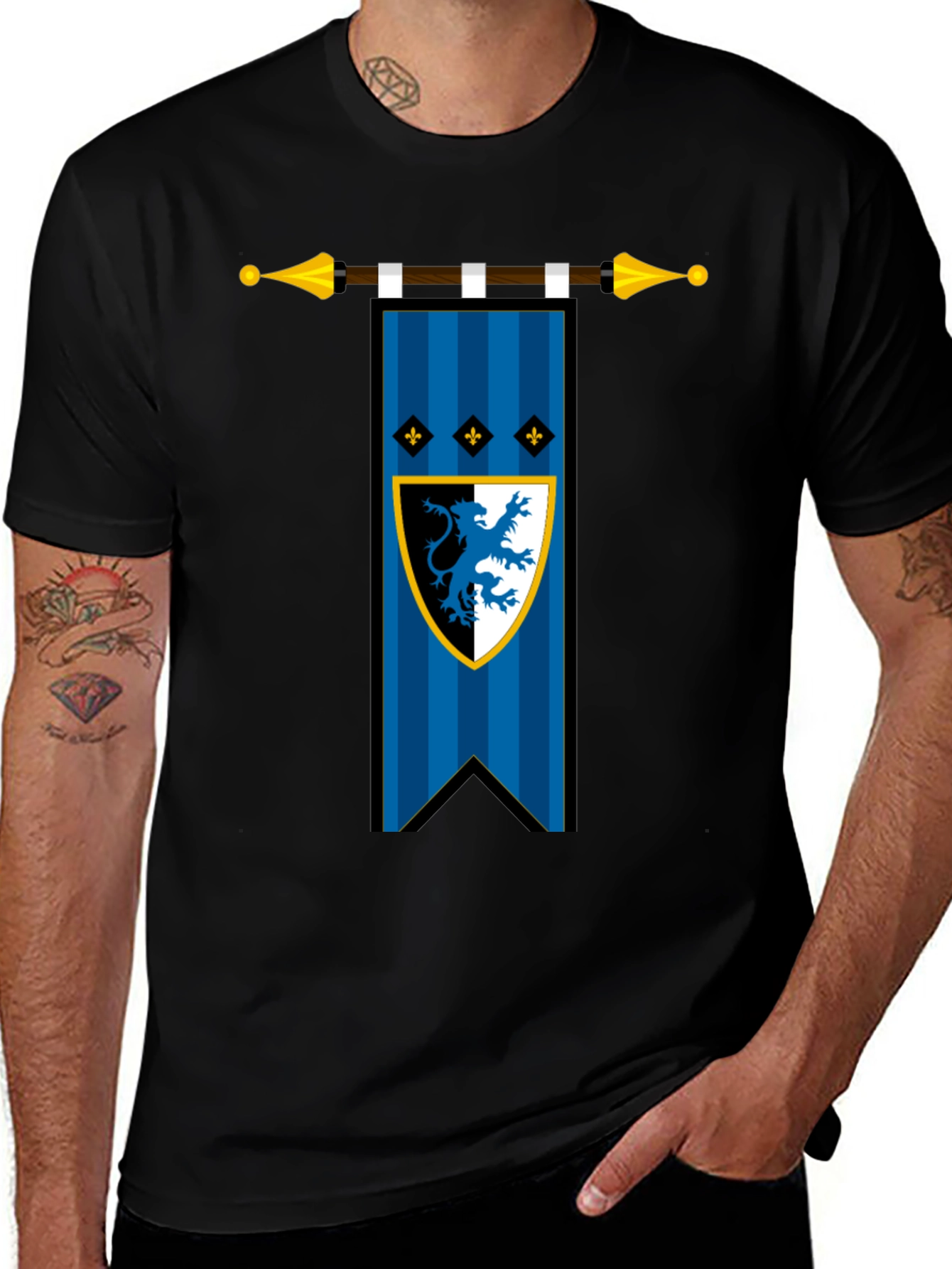 Medieval Lion Crest Black T-Shirt