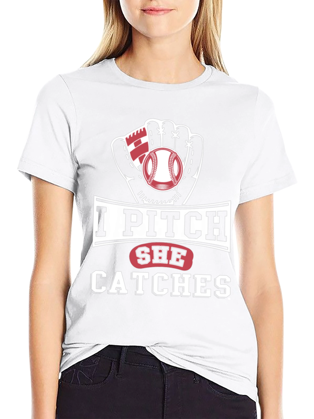 I Pitch She Catches Baseball Graphic Tee