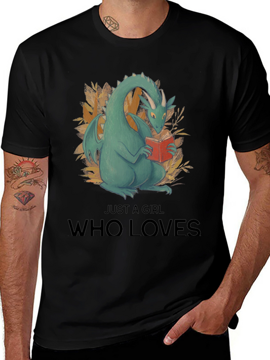Dragon Reading Book Graphic T-Shirt