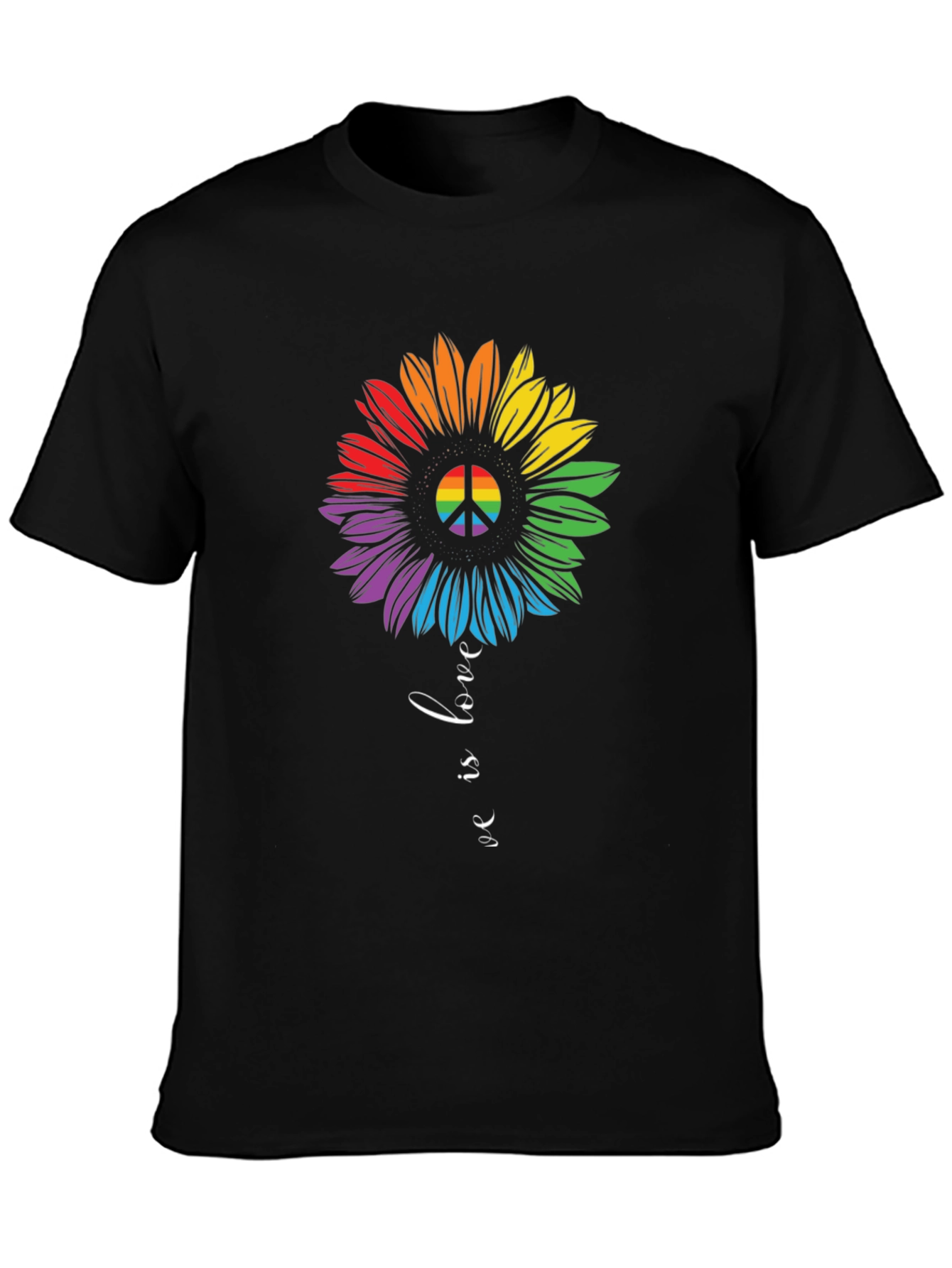 Rainbow Peace Sign Sunflower Graphic Tee