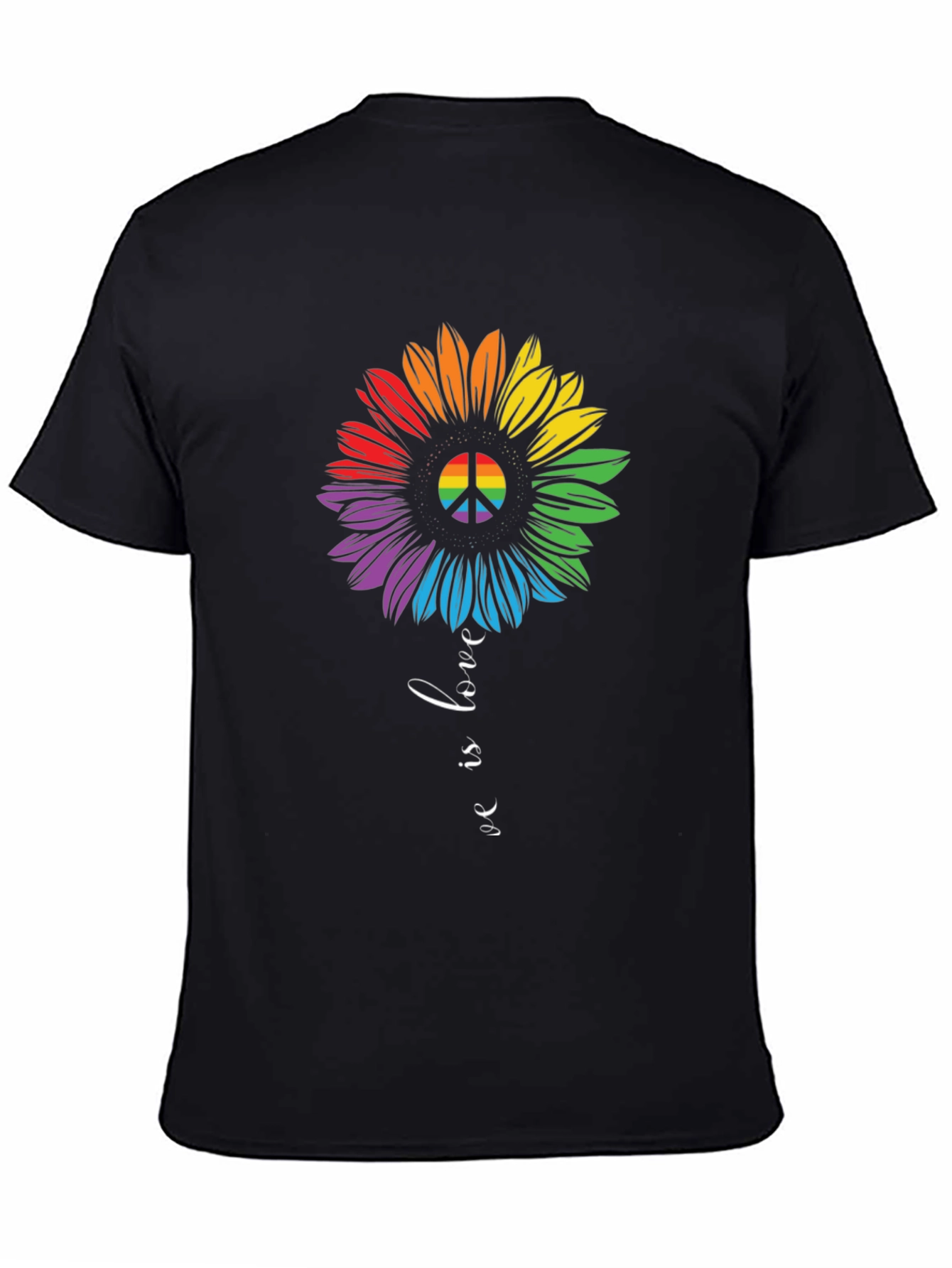 Rainbow Peace Sign Sunflower Graphic Tee