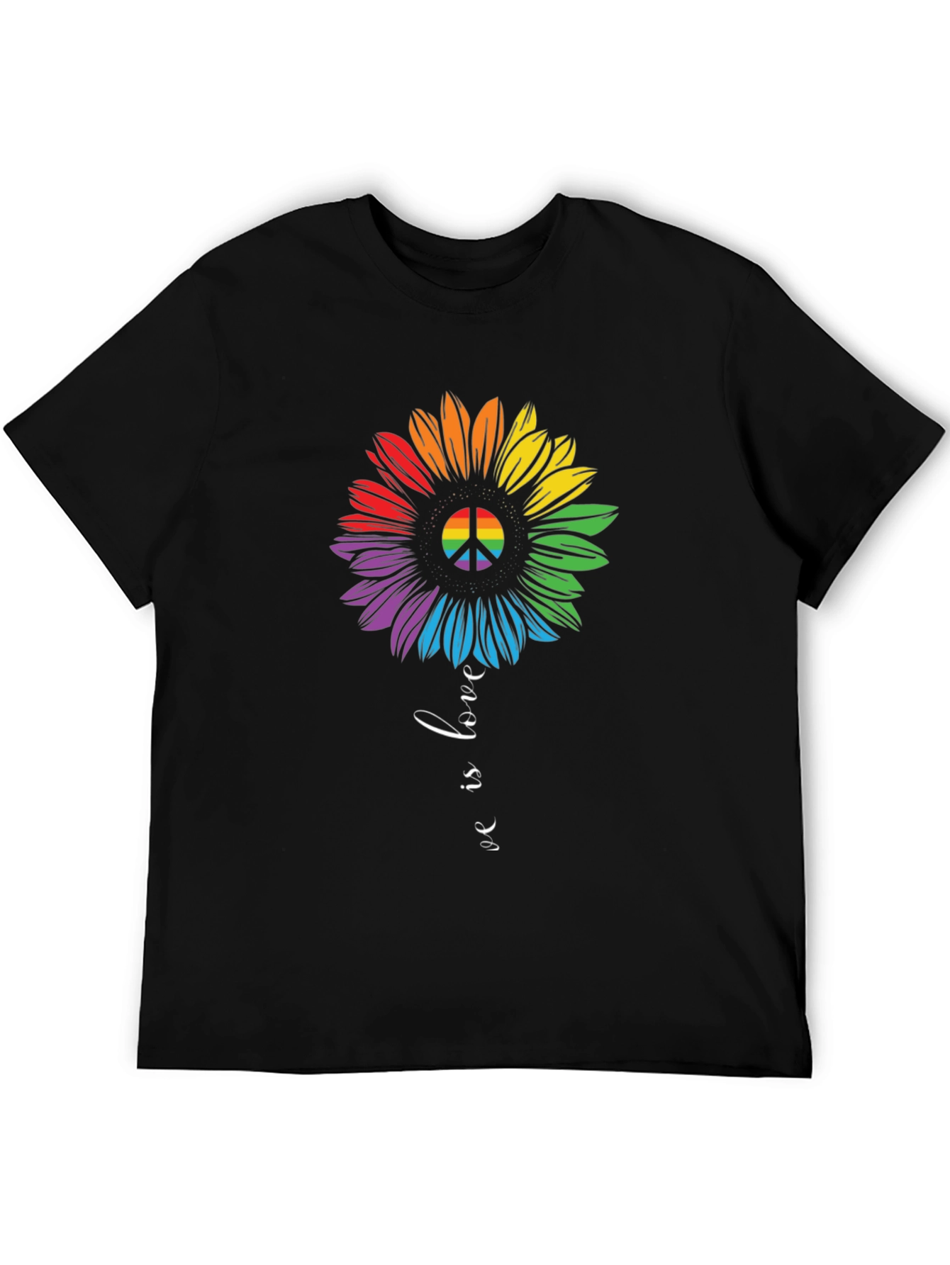 Rainbow Peace Sign Sunflower Graphic Tee