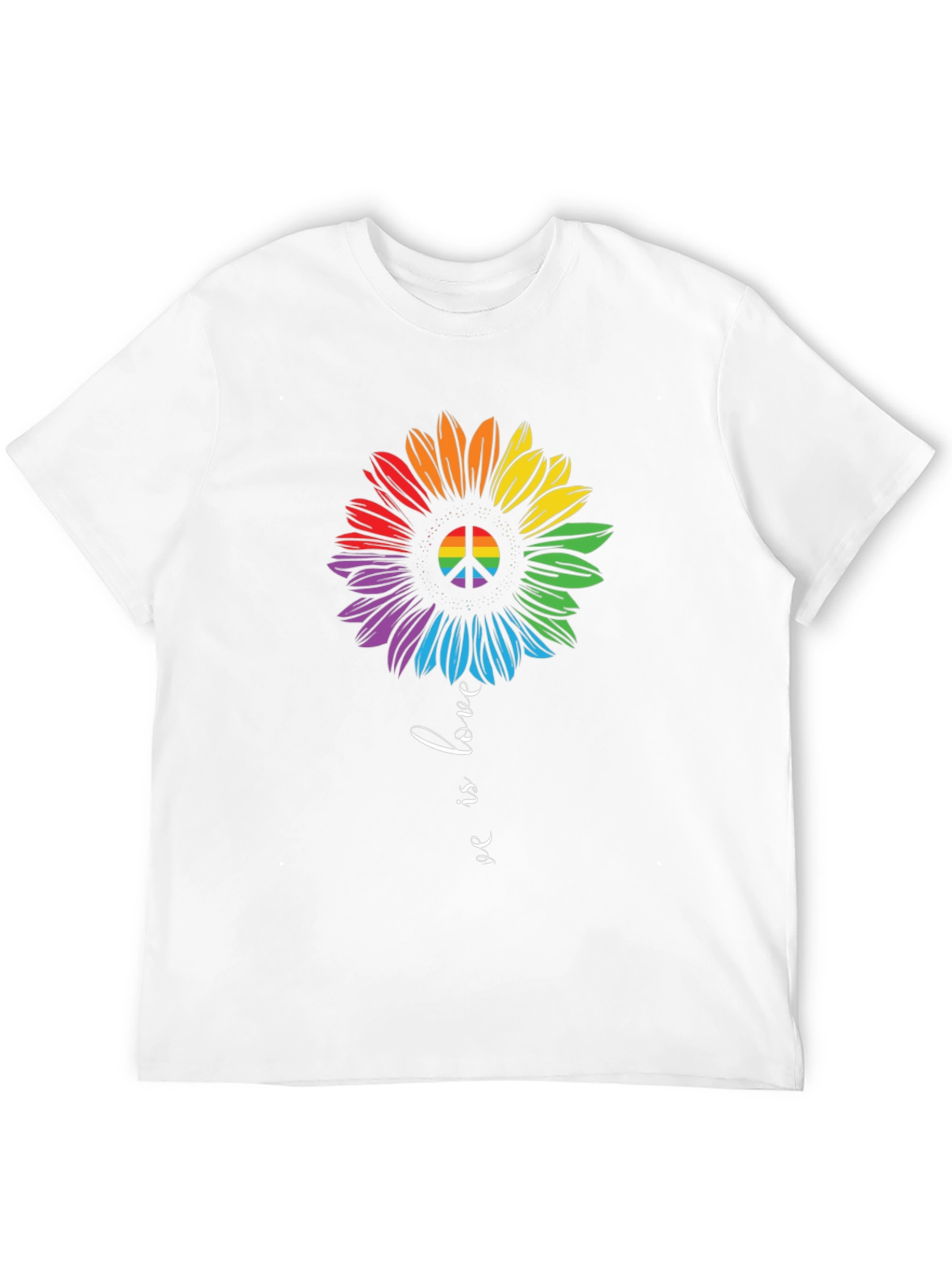 Rainbow Peace Sign Sunflower Graphic Tee