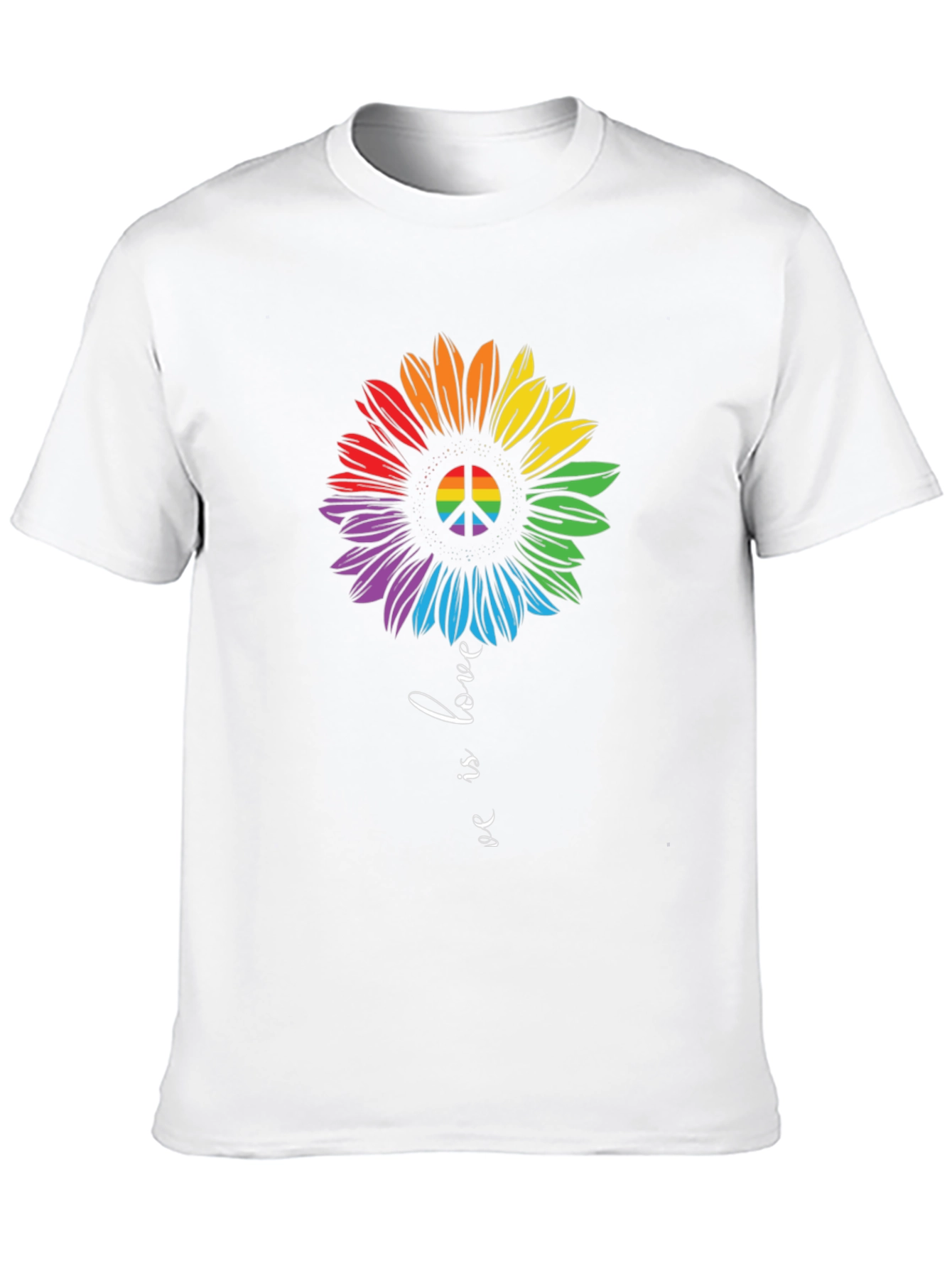 Rainbow Peace Sign Sunflower Graphic Tee