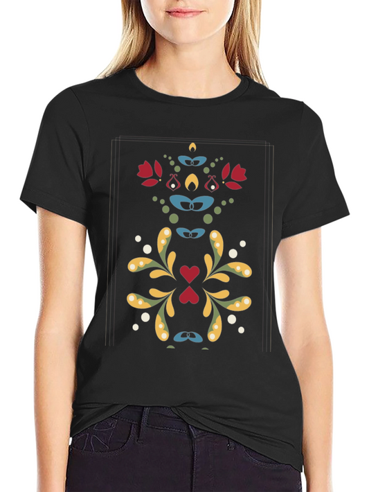 Floral Symmetry Graphic Black T-Shirt