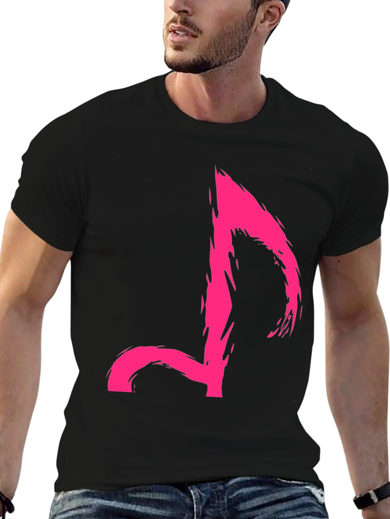 Edgy Pink Music Note Graphic Tee