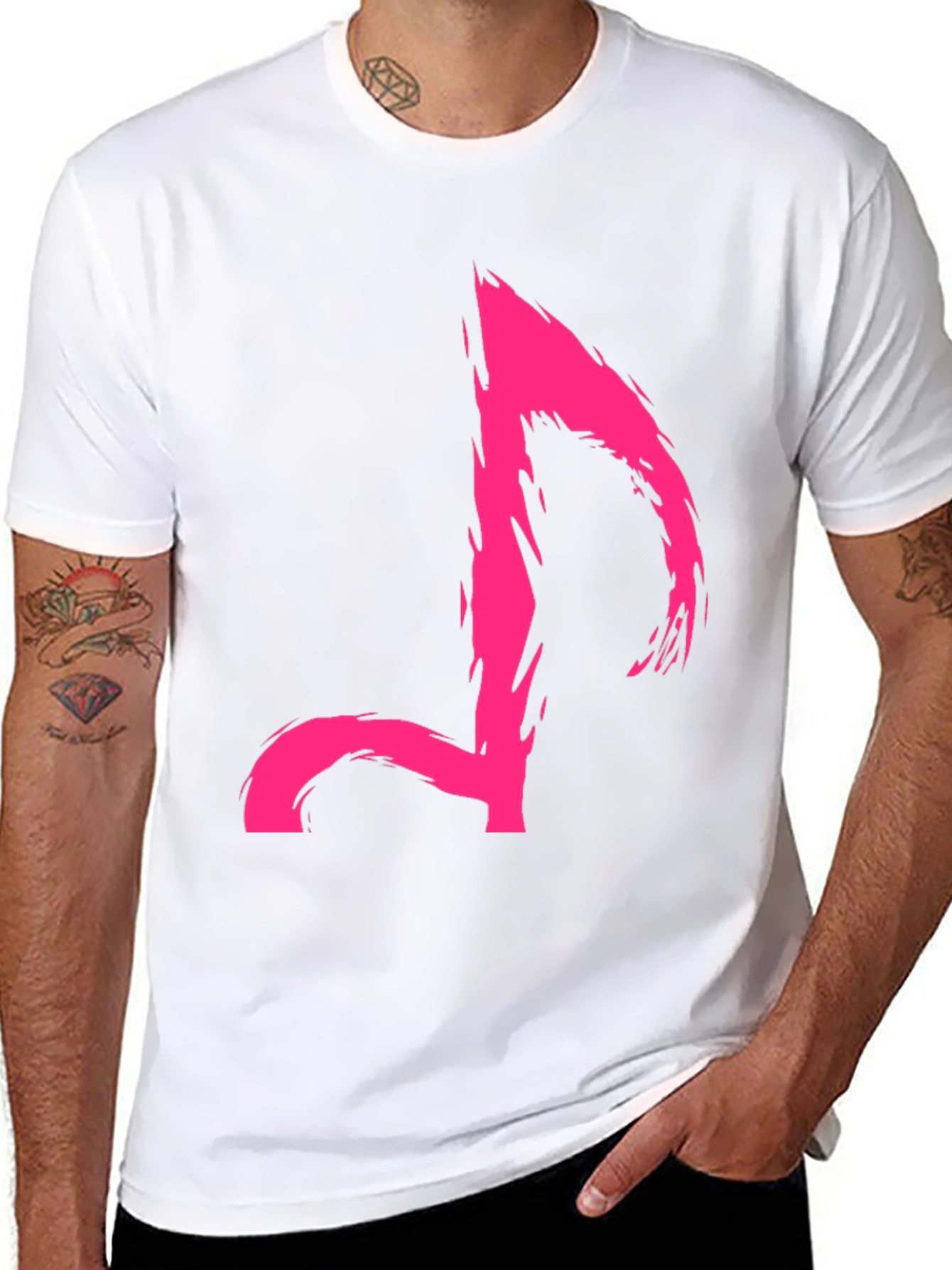 Edgy Pink Music Note Graphic Tee
