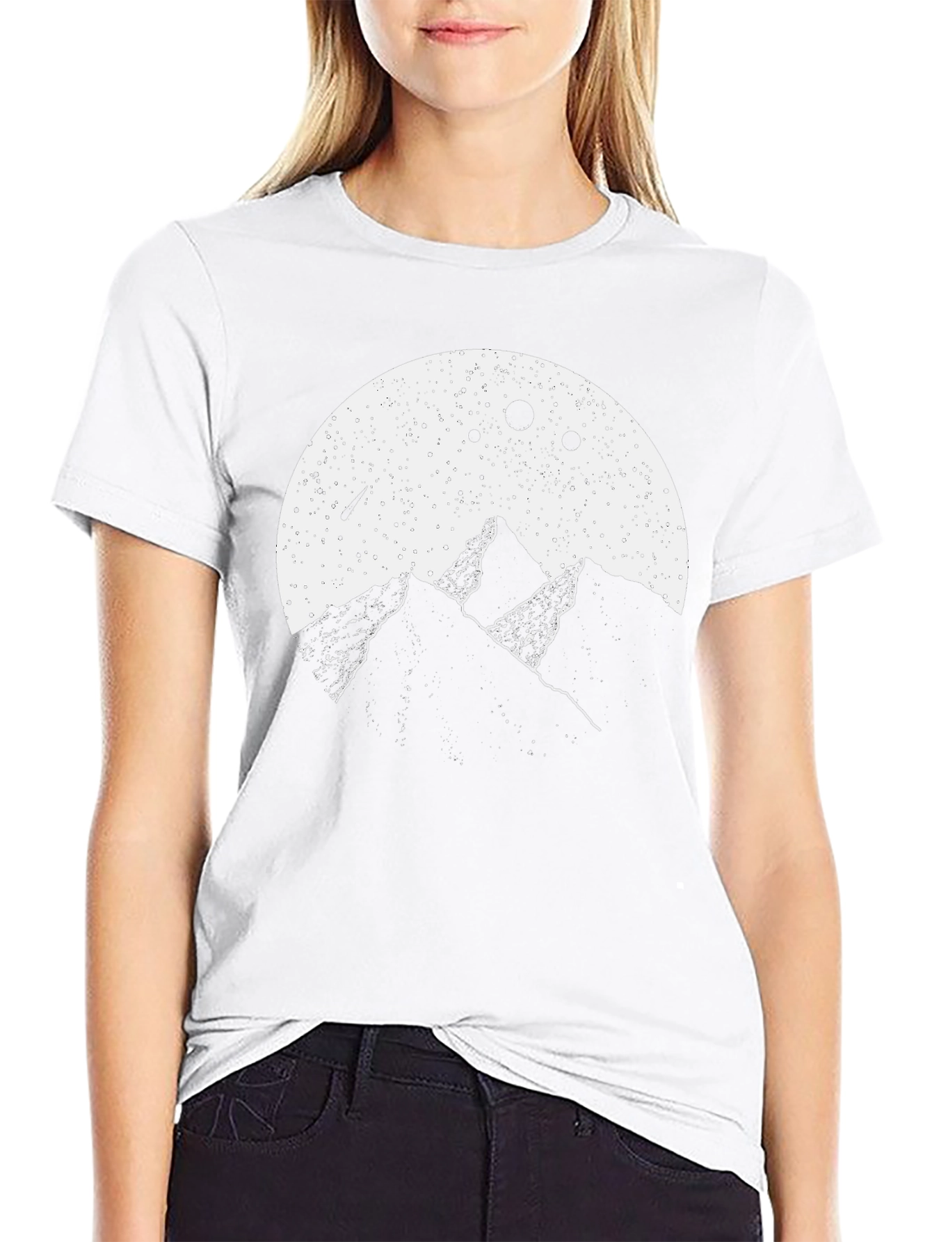 Mountain Peaks Galaxy Black T-Shirt