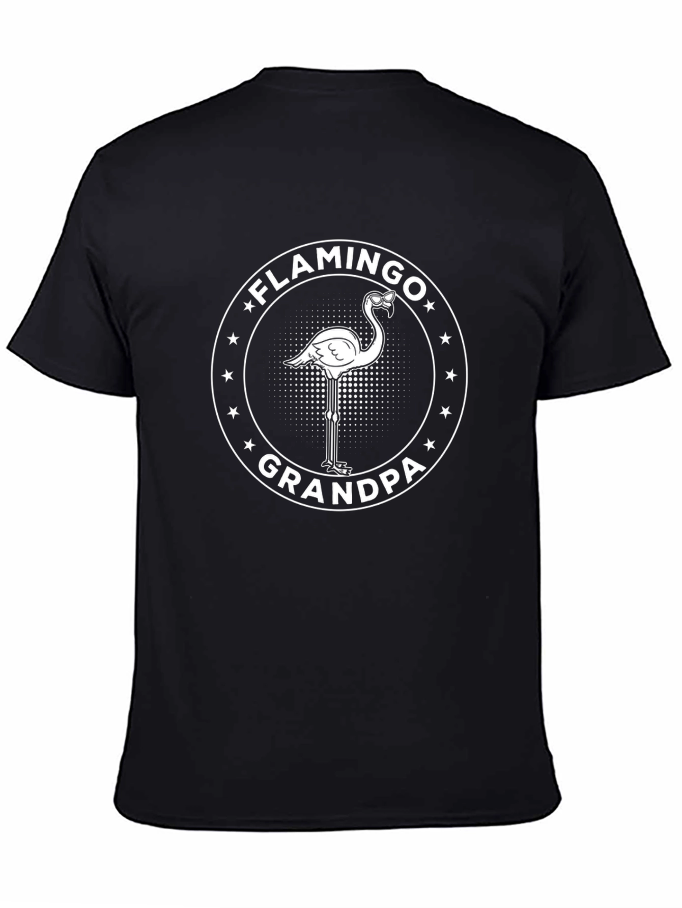Flamingo Grandpa Graphic Tee - Cool Black T-Shirt