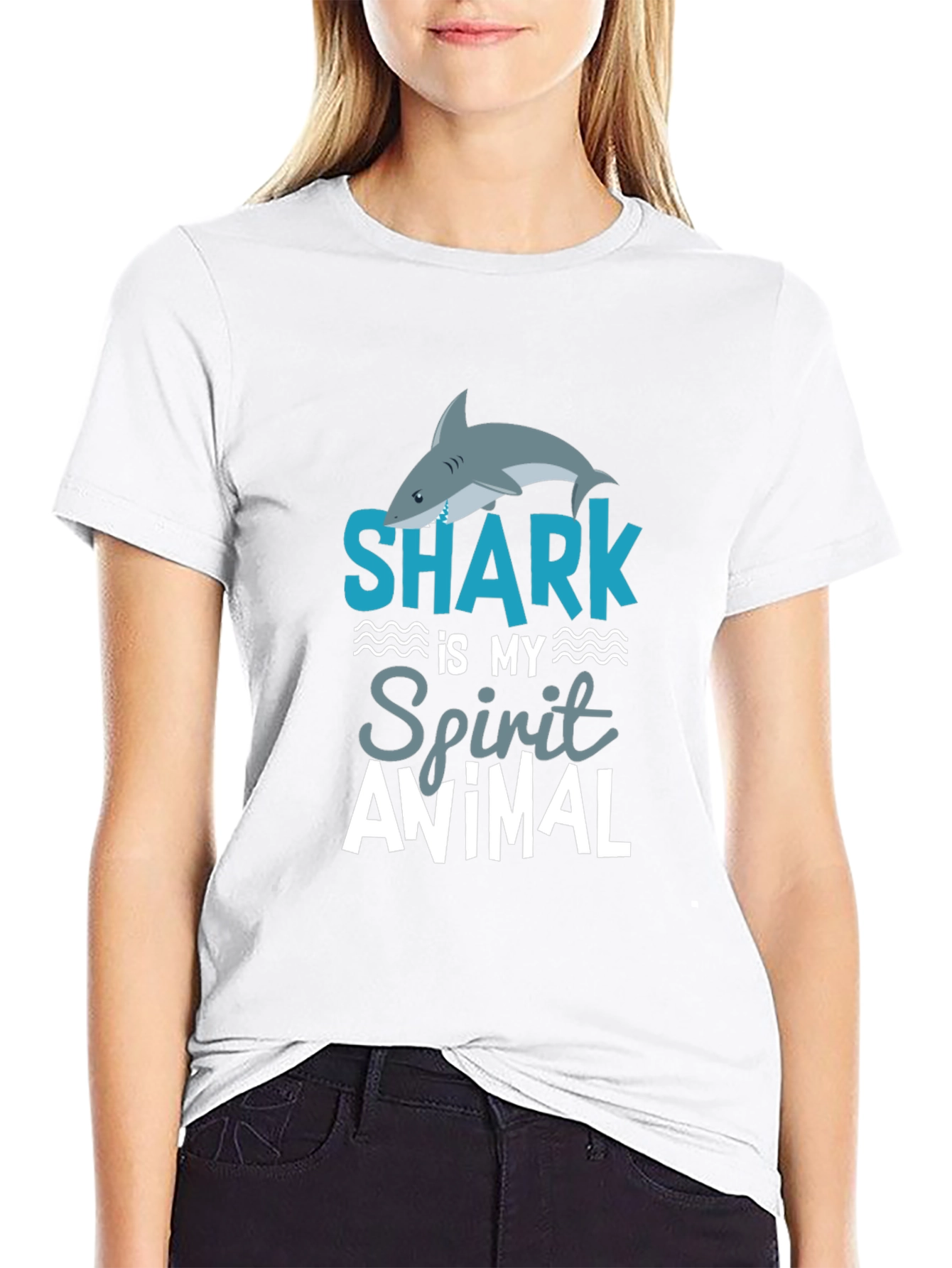 Shark Spirit Animal Graphic T-Shirt - Mens Black Tee