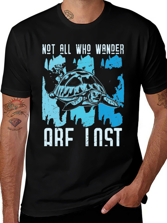 Turtle Wanderer T-Shirt - Not All Who Wander Are Lost