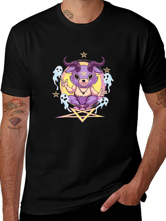 Cartoon Baphomet T-Shirt - Gothic Occult Style