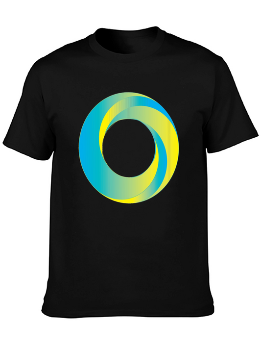 Abstract Circle Graphic Print Tee - Casual Style