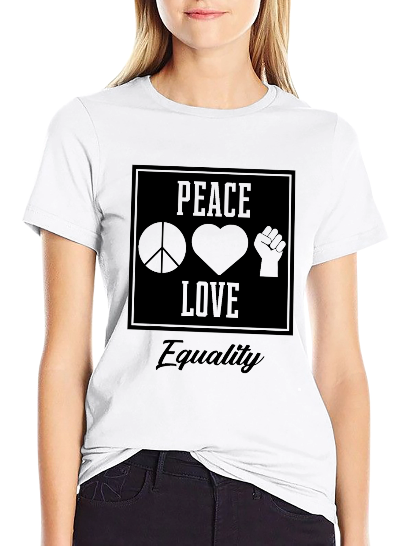 Peace Love Equality Graphic Tee - Black