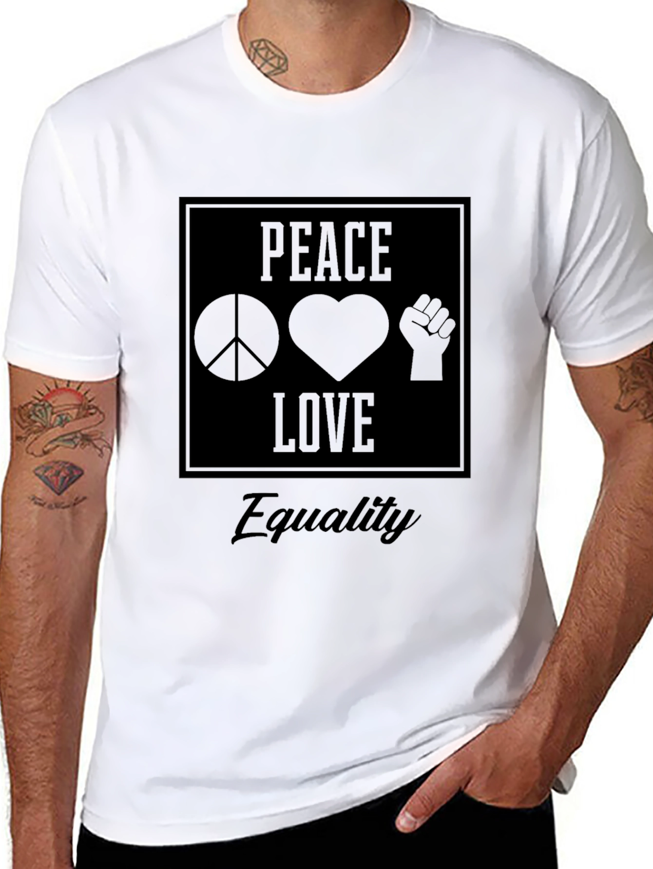 Peace Love Equality Graphic Tee - Black