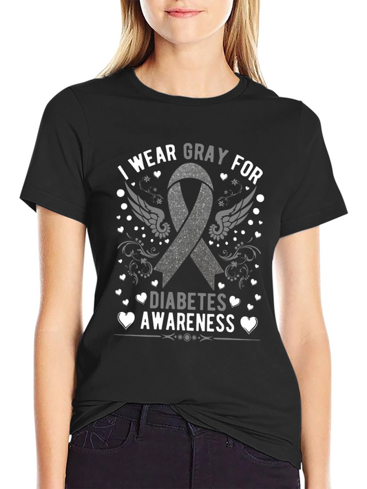 Gray Diabetes Awareness T-Shirt