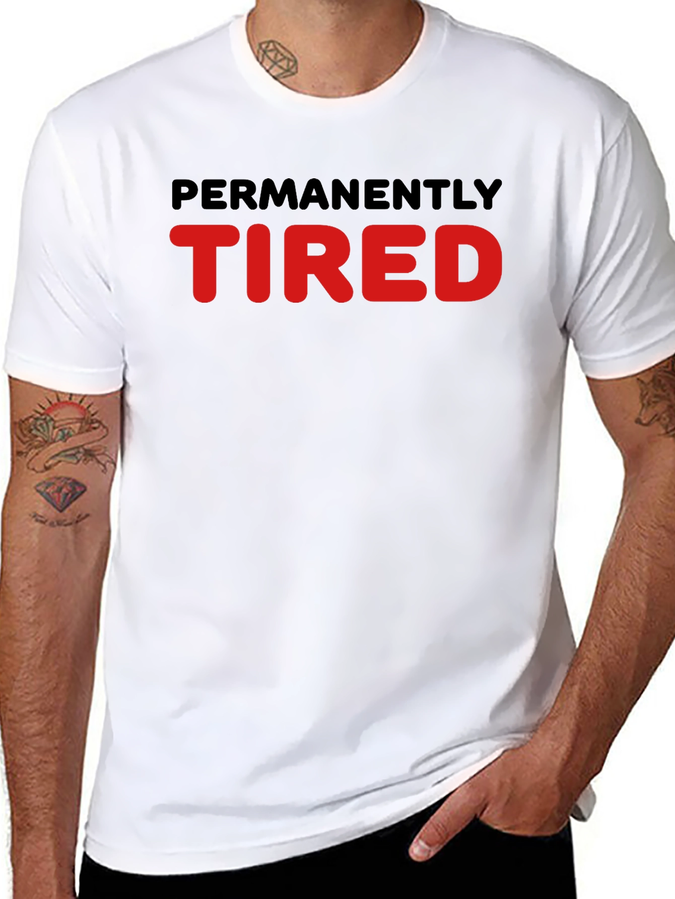 Permanently Tired Graphic Tee - Black Cotton T-Shirt