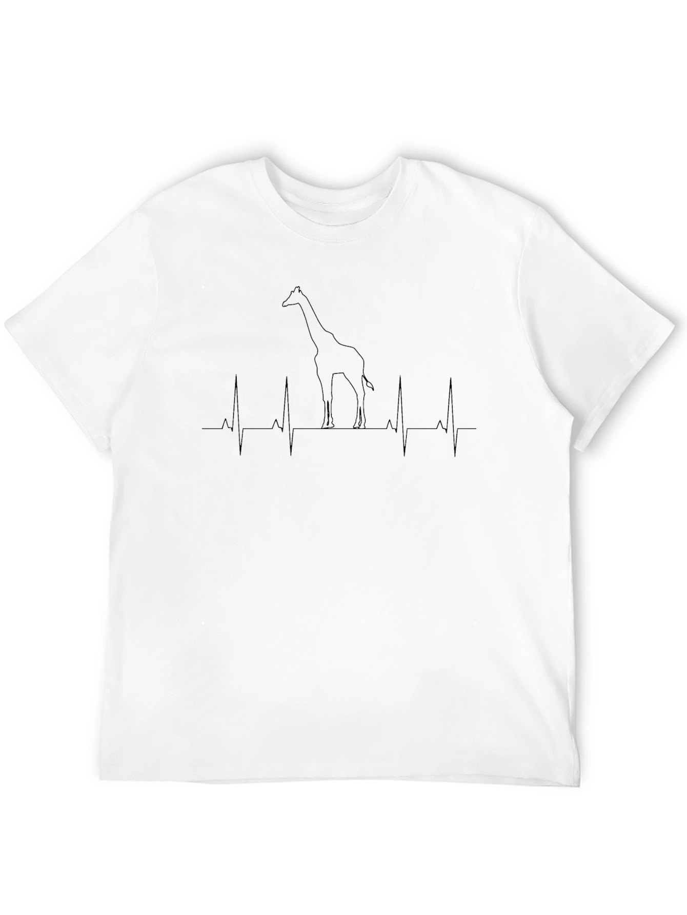 Giraffe Heartbeat Graphic Tee - Soft Black Cotton T-Shirt