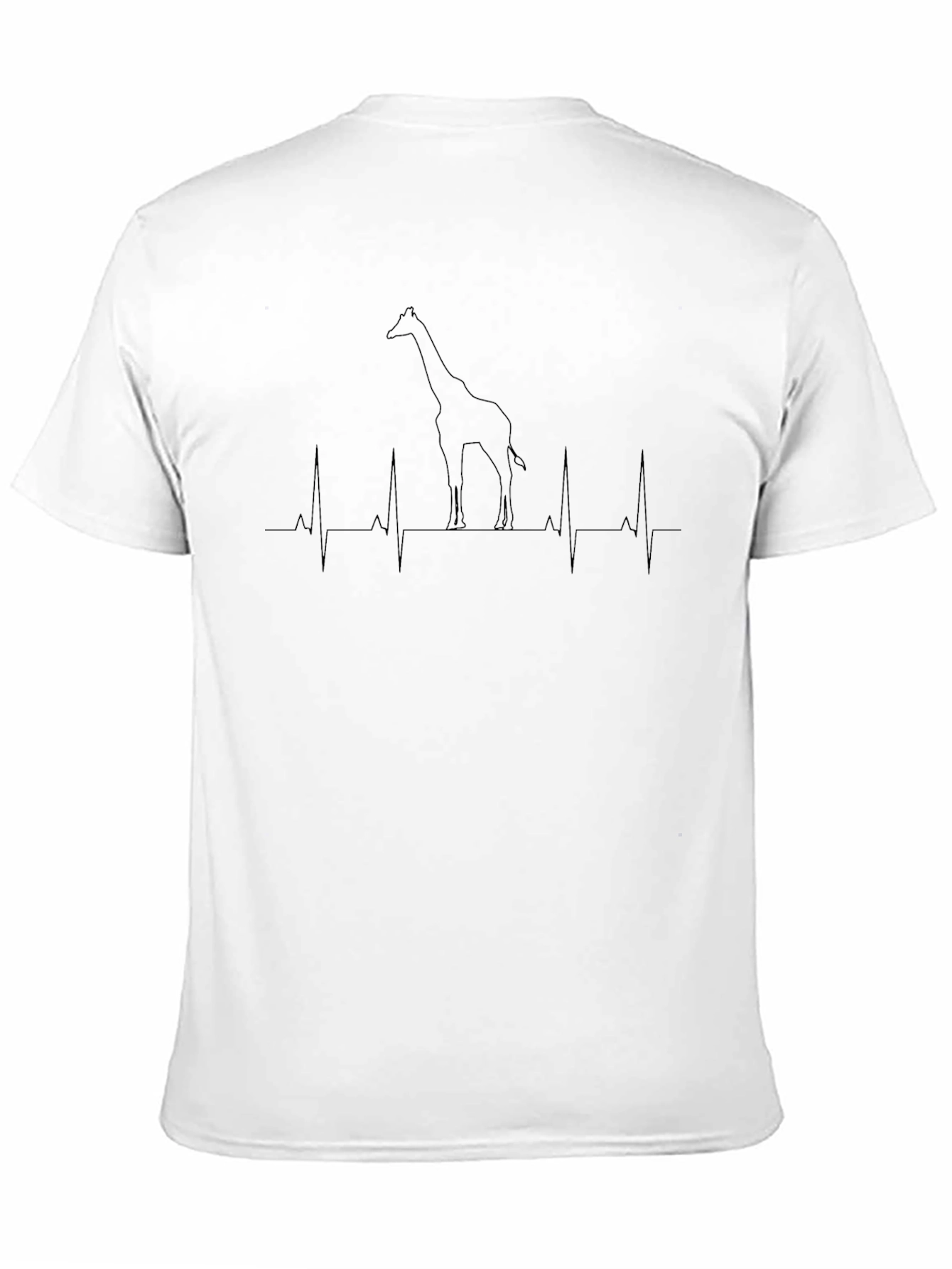 Giraffe Heartbeat Graphic Tee - Soft Black Cotton T-Shirt