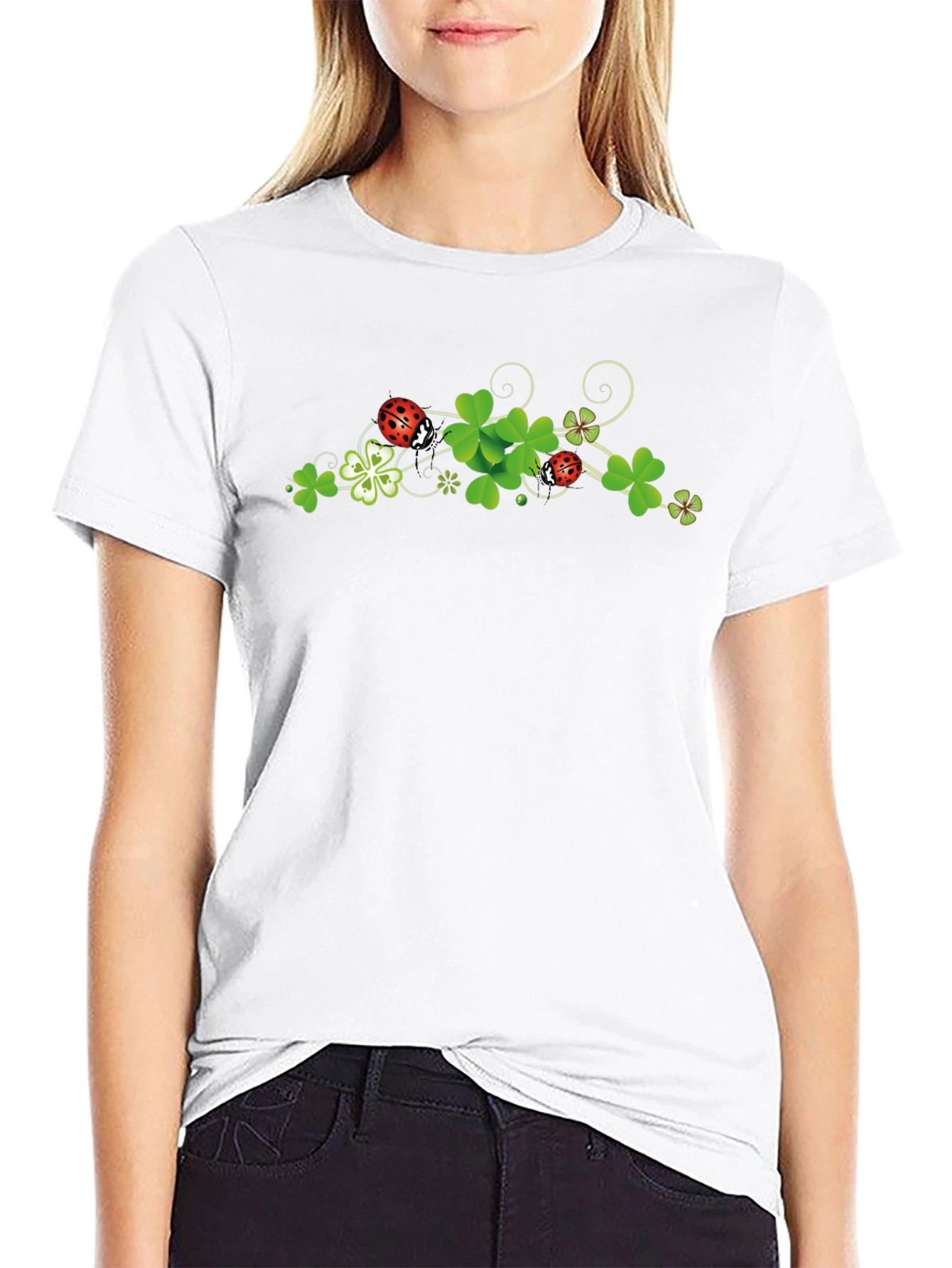 Lucky Ladybug Shamrock T-Shirt - Black
