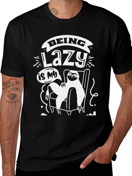 Lazy Sloth Graphic T-Shirt - Relaxed Comfort