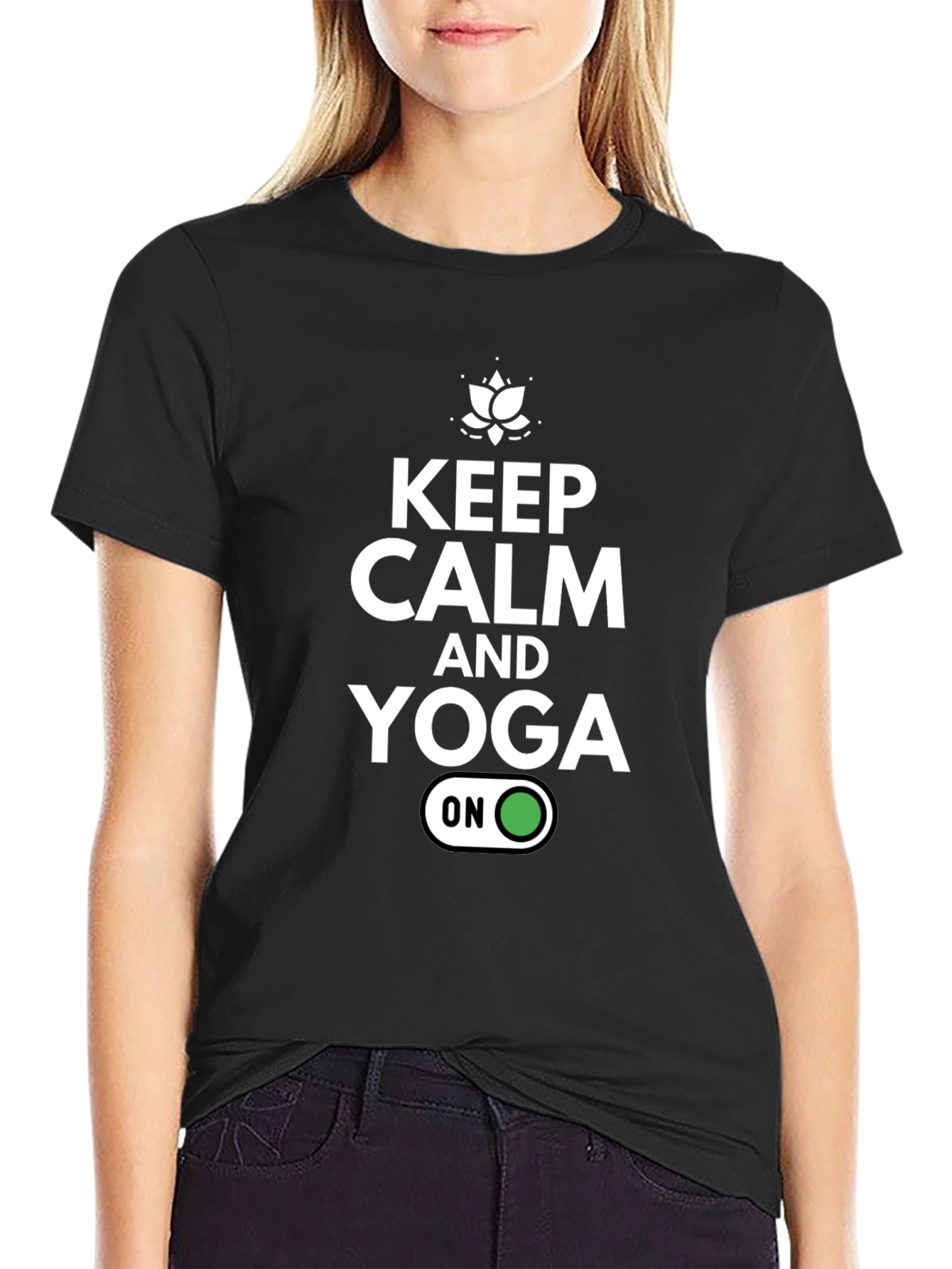 Keep Calm & Yoga On Black Graphic T-Shirt