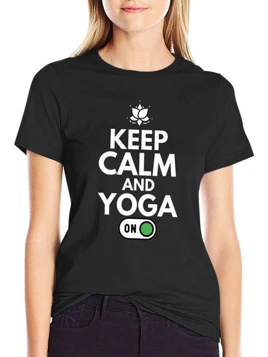 Keep Calm & Yoga On Black Graphic T-Shirt