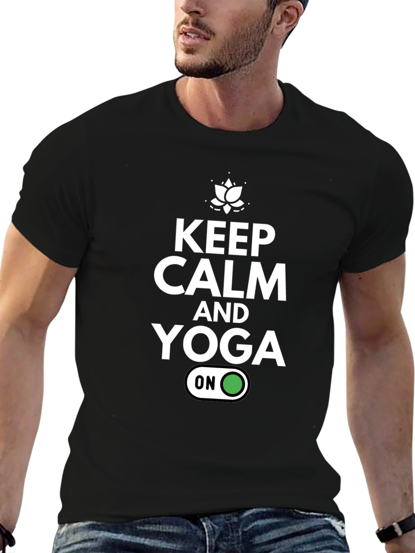Keep Calm & Yoga On Black Graphic T-Shirt
