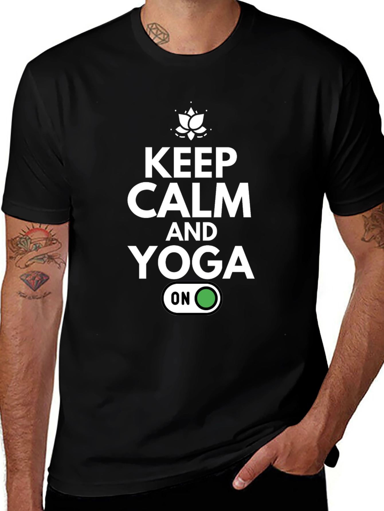 Keep Calm & Yoga On Black Graphic T-Shirt
