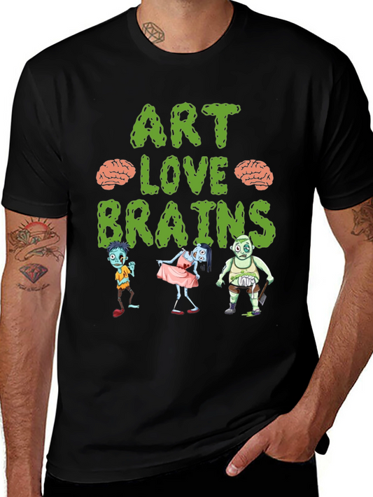 Art Love Brains Zombie Graphic T-Shirt