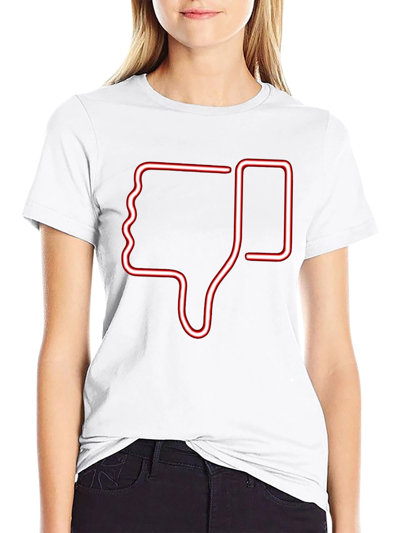 Neon Thumbs Down Graphic Tee - Black