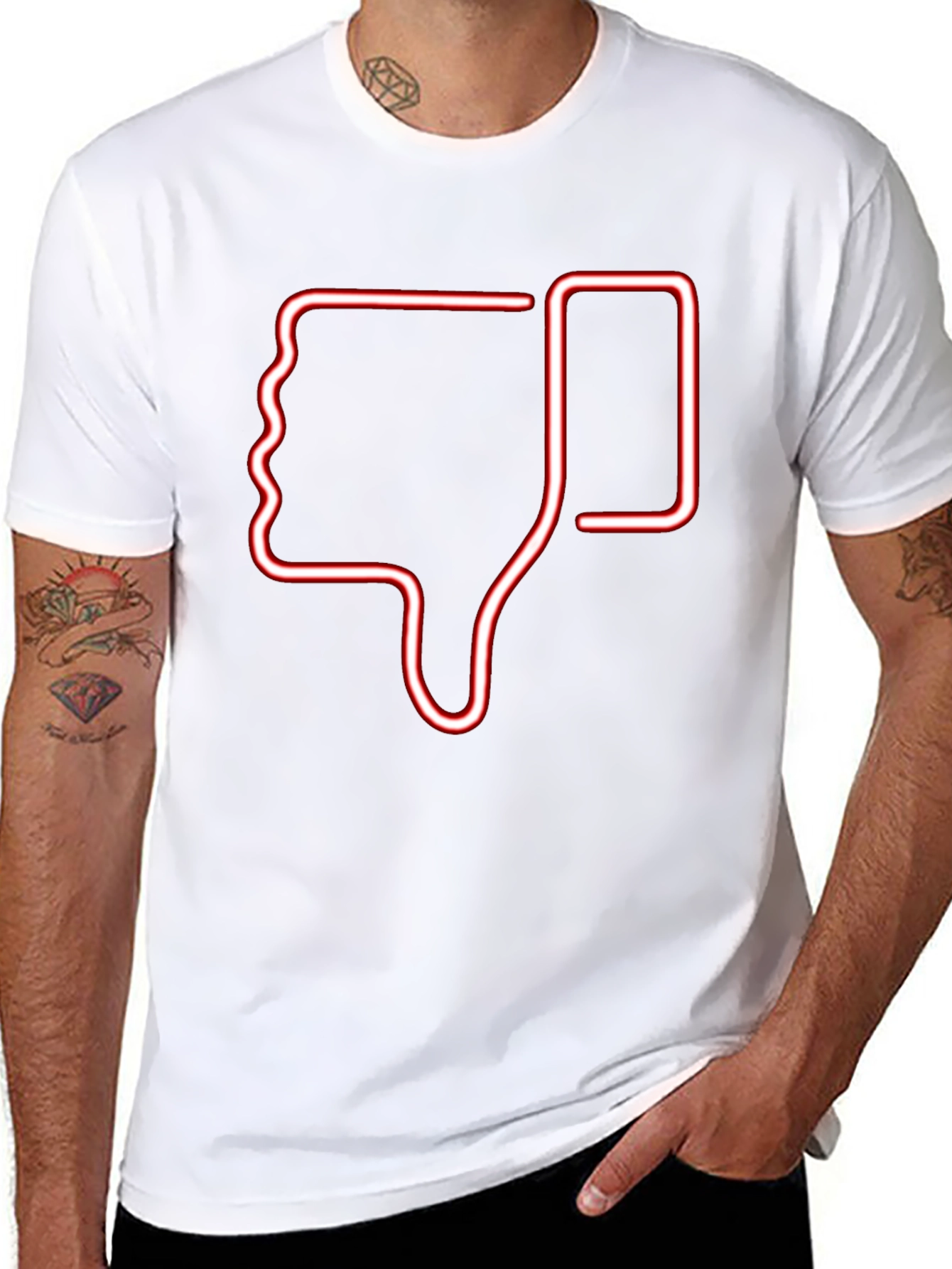 Neon Thumbs Down Graphic Tee - Black