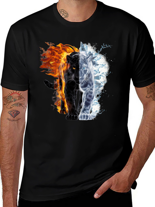 Fire and Ice Panther Graphic Tee - Black