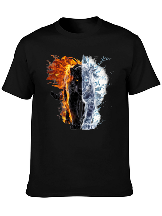 Fire and Ice Panther Graphic Tee - Black