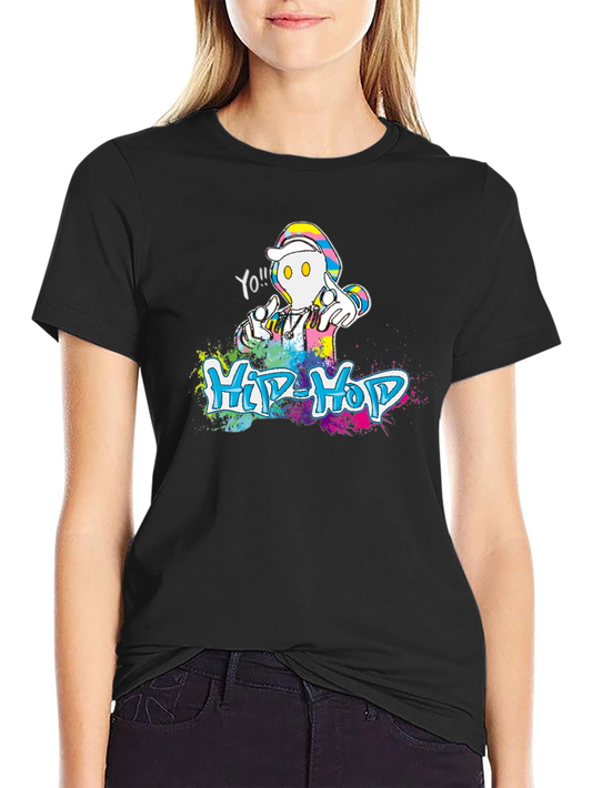Hip-Hop Graphic Print Crew Neck T-Shirt