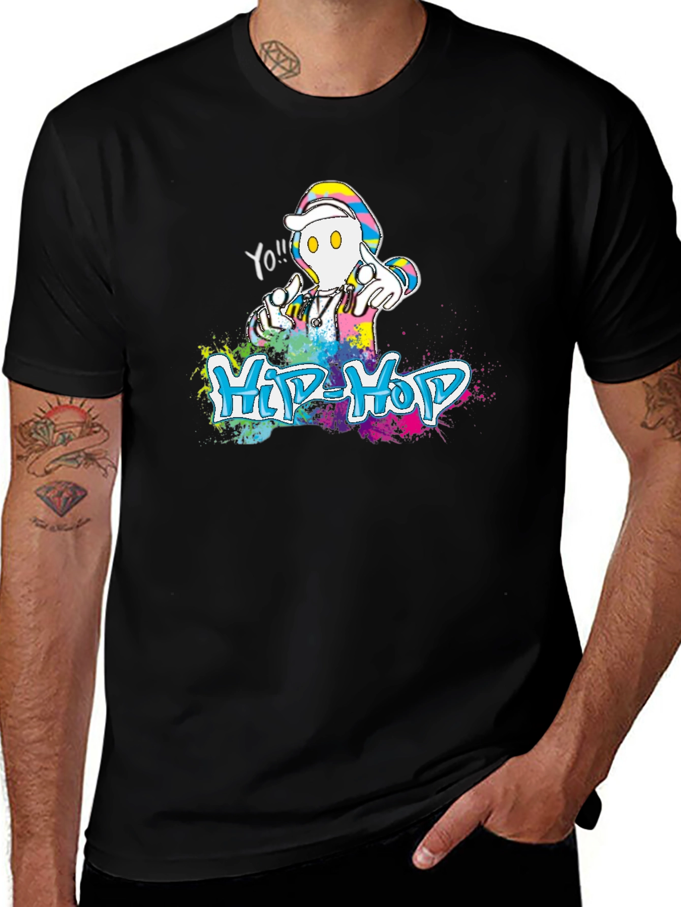 Hip-Hop Graphic Print Crew Neck T-Shirt