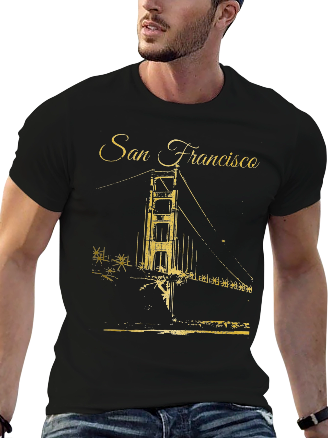 San Francisco Bridge Graphic Black T-Shirt