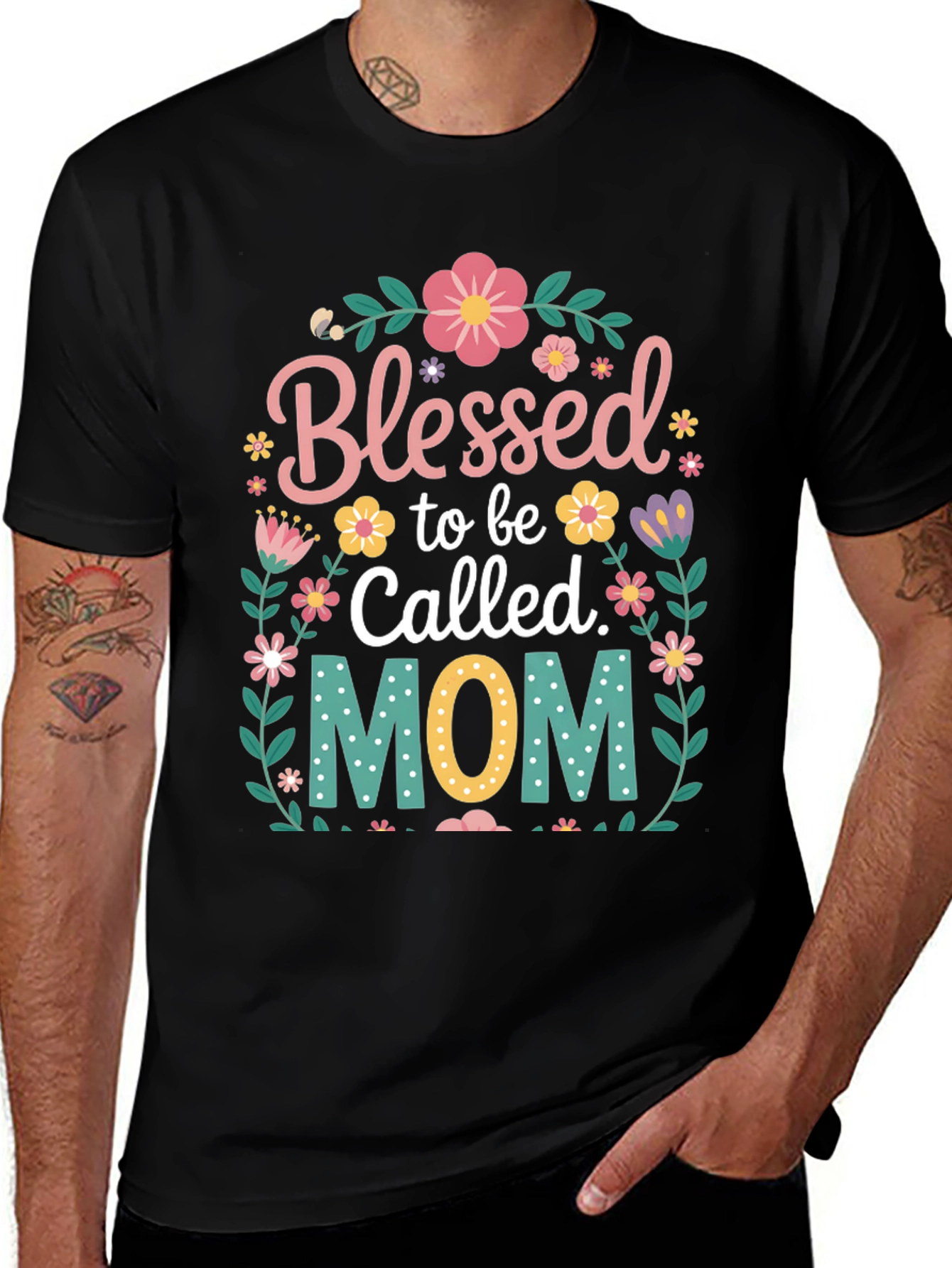 Blessed Mom Floral Graphic T-Shirt
