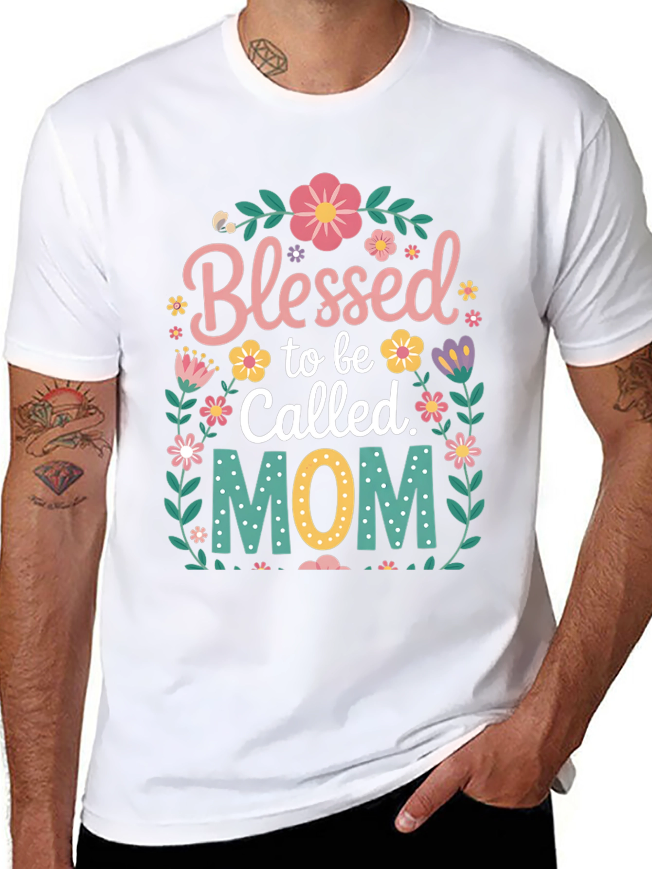 Blessed Mom Floral Graphic T-Shirt
