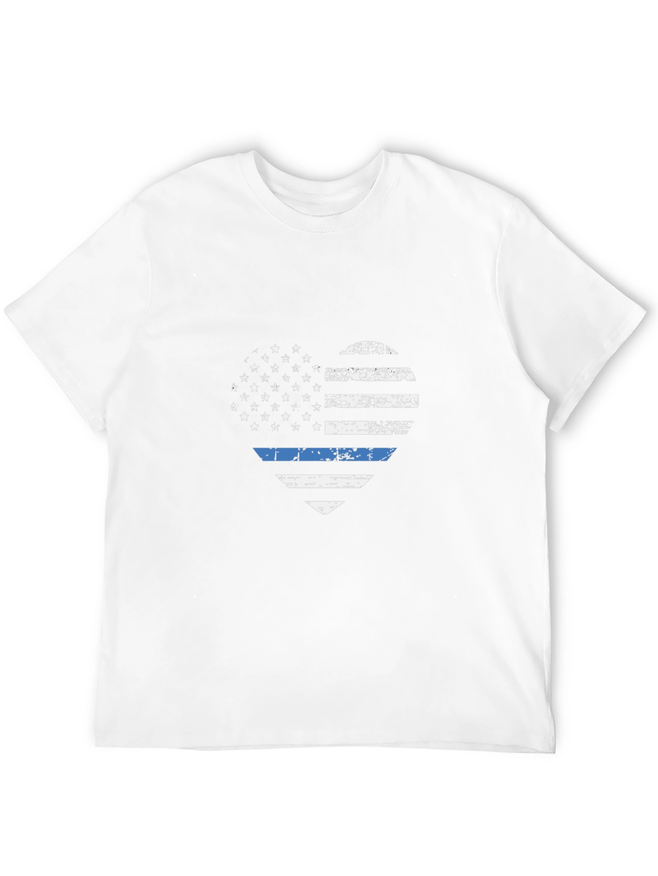 Distressed Thin Blue Line Heart Flag T-Shirt