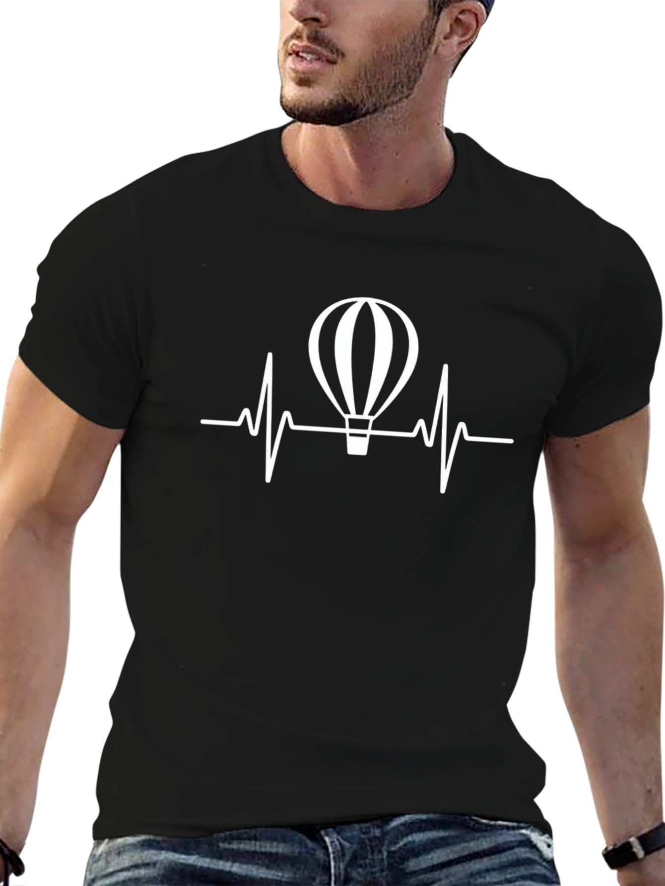 Hot Air Balloon Heartbeat T-Shirt - Aviation Lover