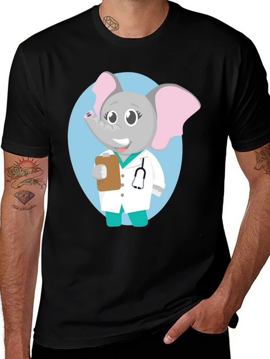 Elephant Doctor Cartoon Graphic T-Shirt