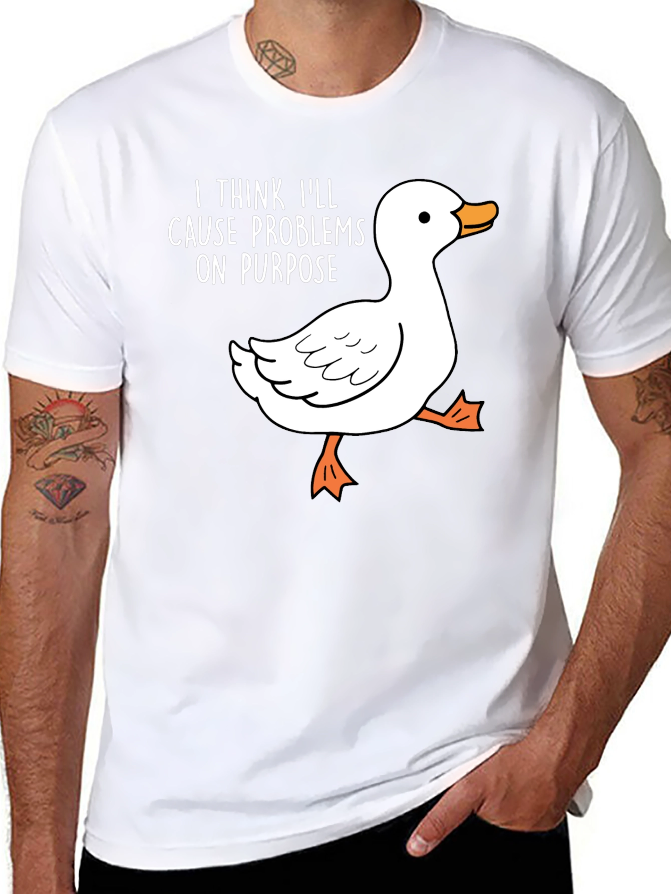 Cause Problems Duck Tee - Funny Graphic T-Shirt