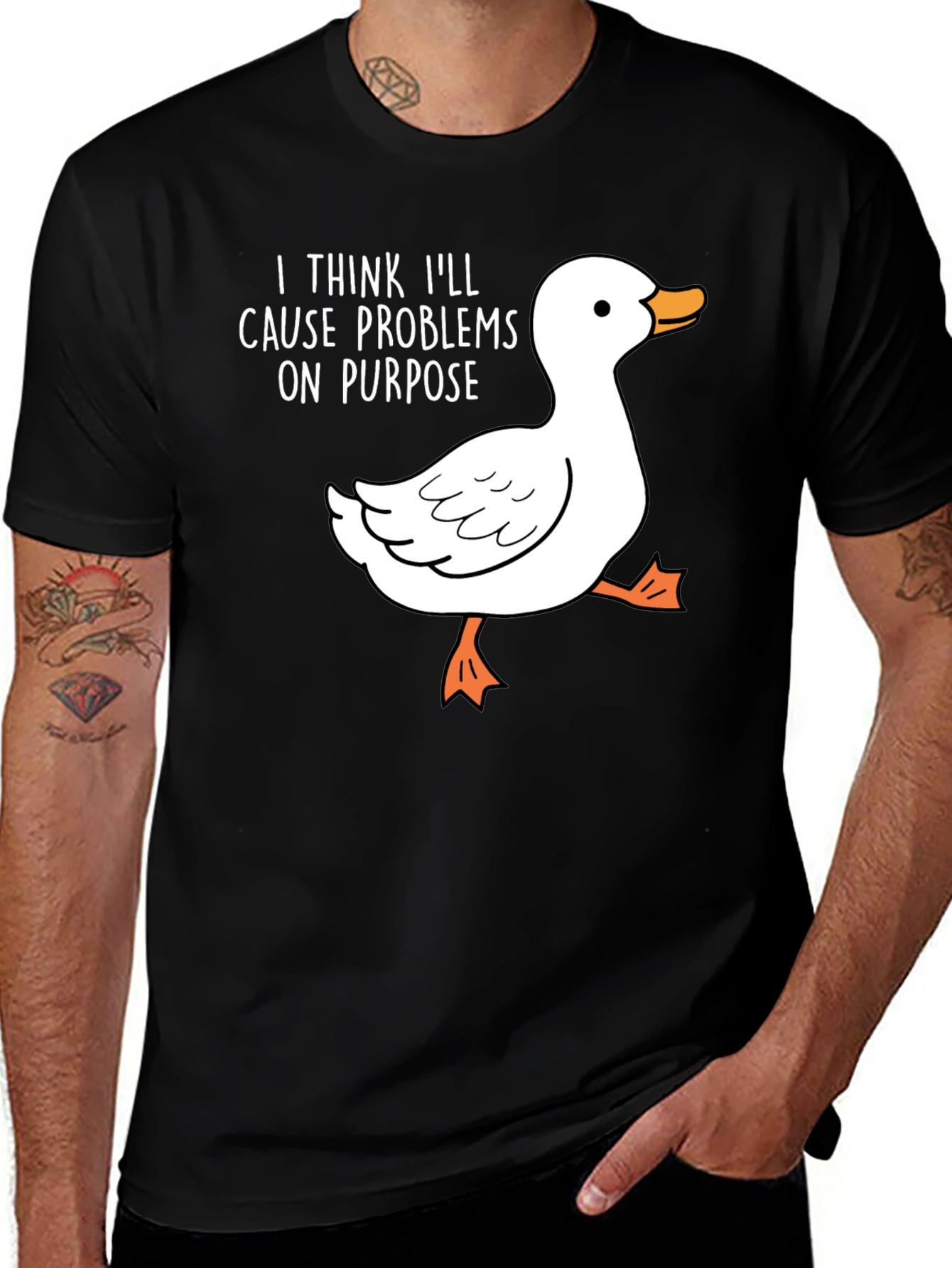 Cause Problems Duck Tee - Funny Graphic T-Shirt