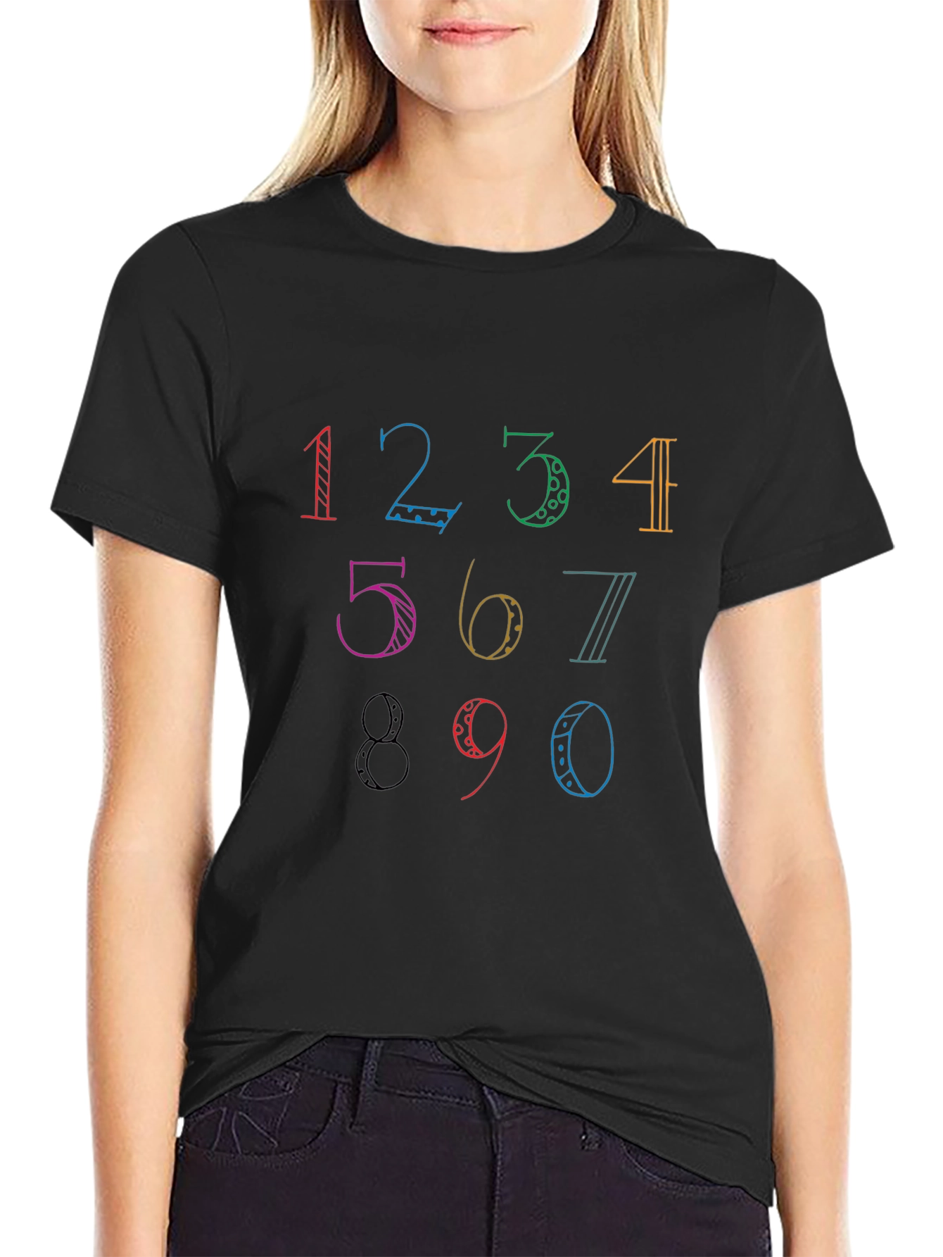 Colorful Number Graphic T-Shirt