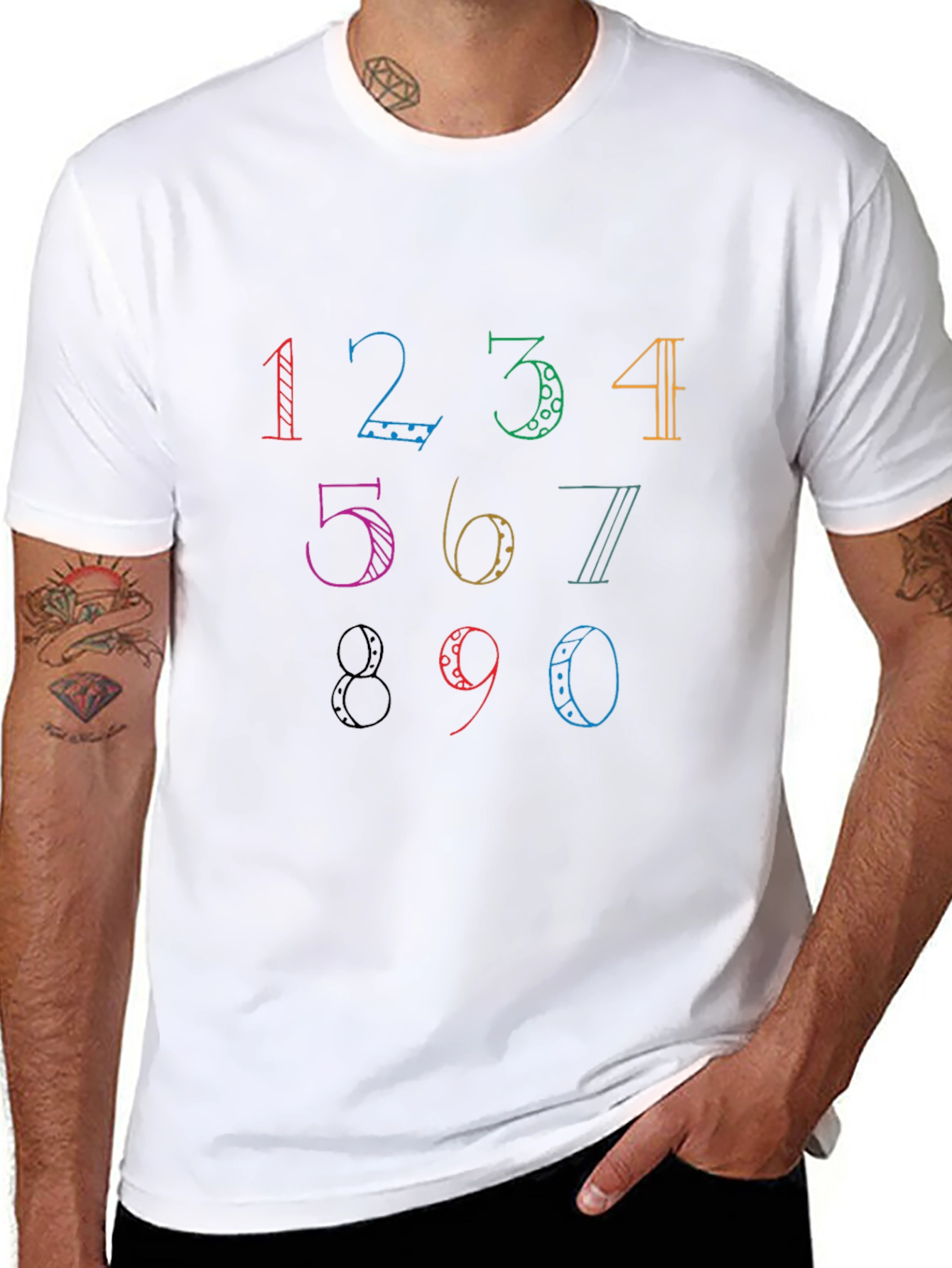 Colorful Number Graphic T-Shirt