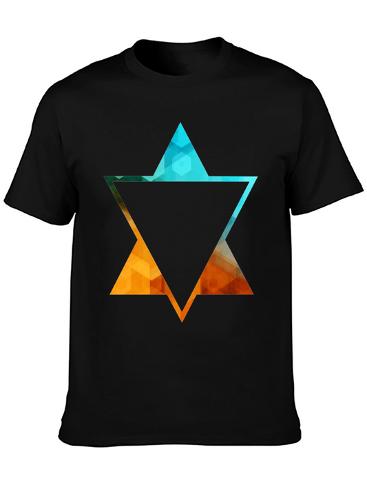 Geometric Star Graphic Tee - Stylish Black T-Shirt