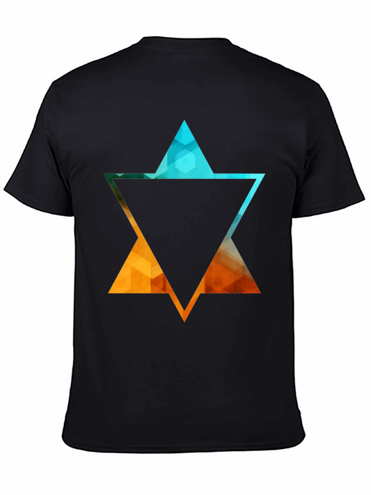 Geometric Star Graphic Tee - Stylish Black T-Shirt
