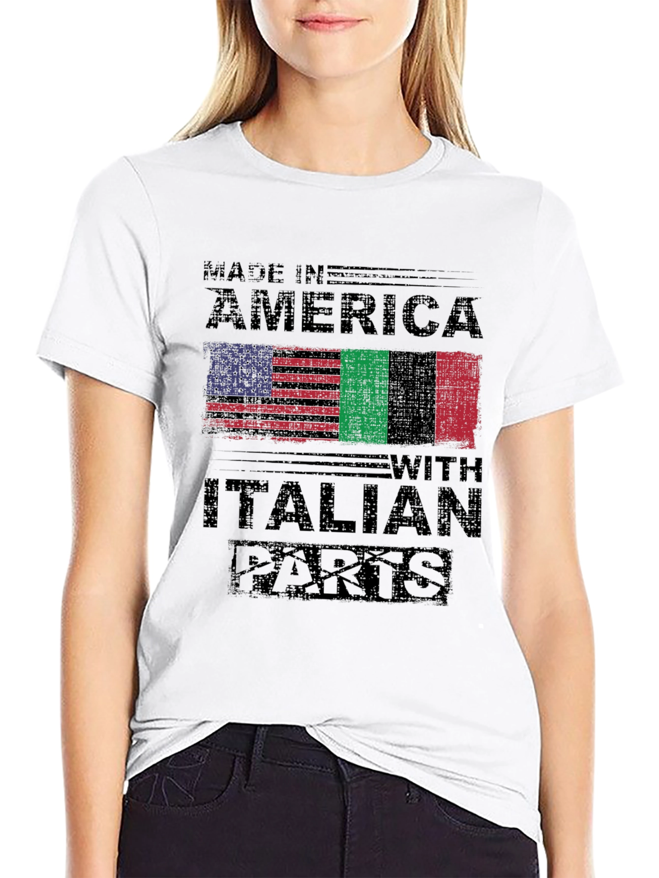 Made In America with Italian Parts Black T-Shirt